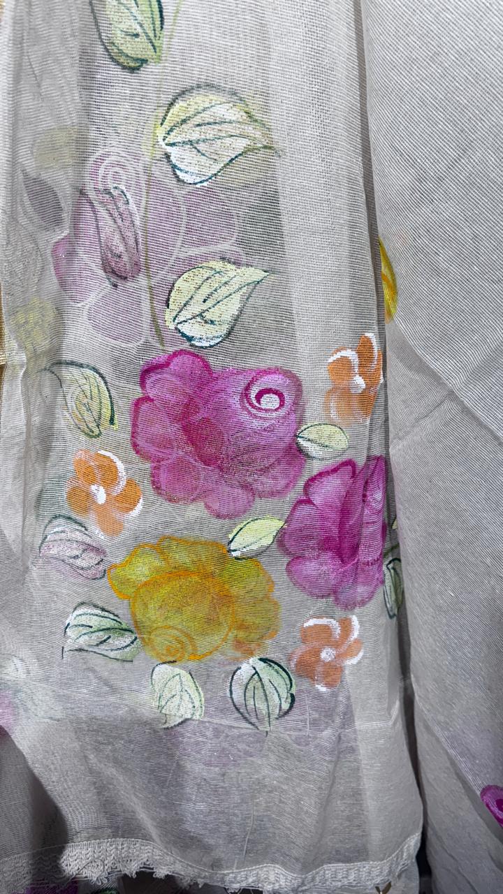 AASAKI 003 Floral Kota Doria Unstiched Suit Set with Dupatta