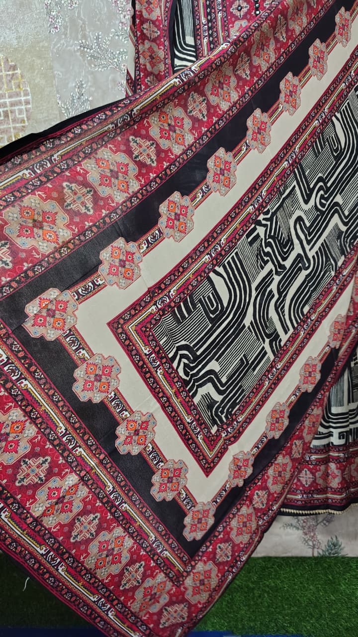 Code 039 – Pure Maslin Printed Suit with Dupatta & Shantoon Bottom | Aasaki