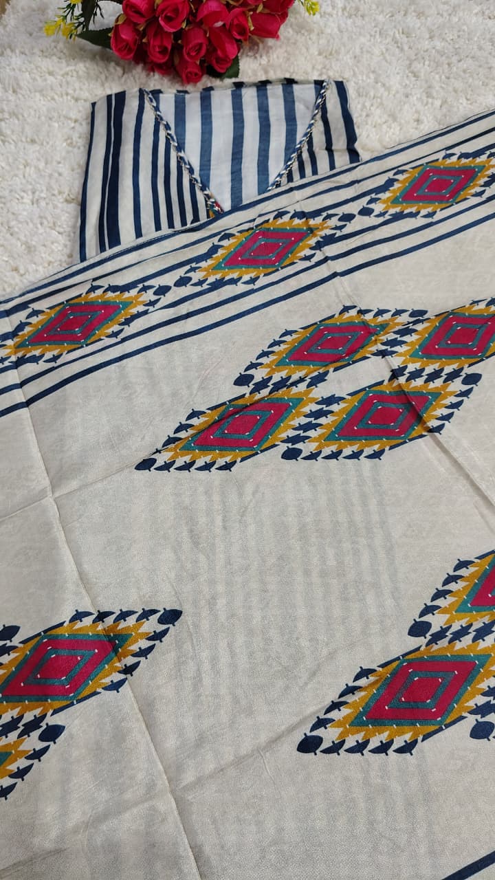 Code 025 – Ultra Premium Maheshwari Unstitched Suit with Designer Dupatta