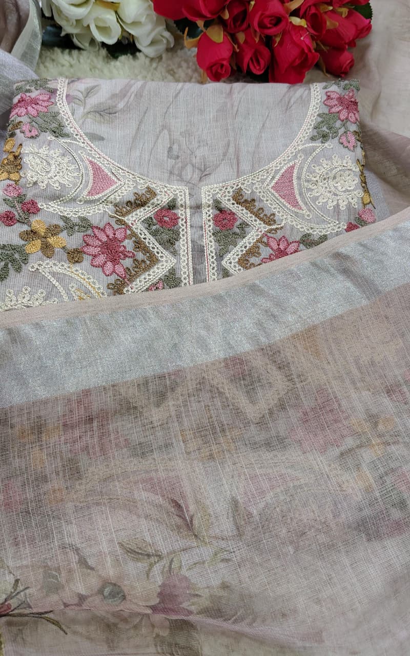 Code 040 – Mulchanderi Embroidered Suit with Shantoon Bottom | Aasaki