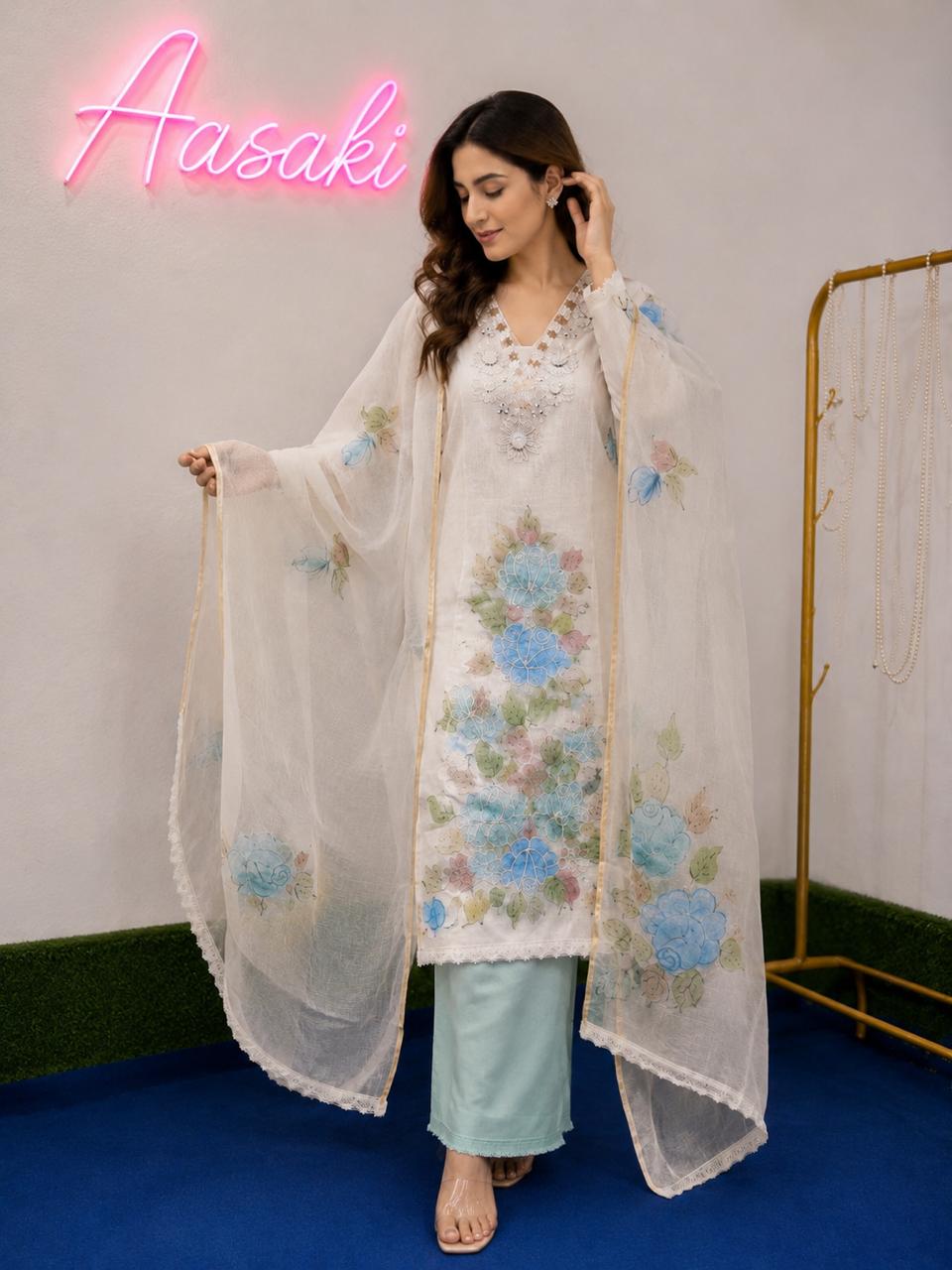 AASAKI 002 Premium Kota Doria Suit Set with Dupatta