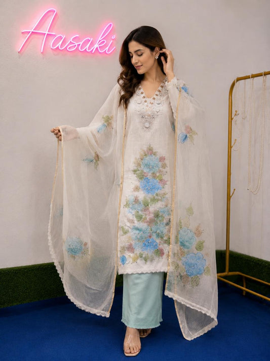AASAKI 002 Premium Kota Doria Suit Set with Dupatta
