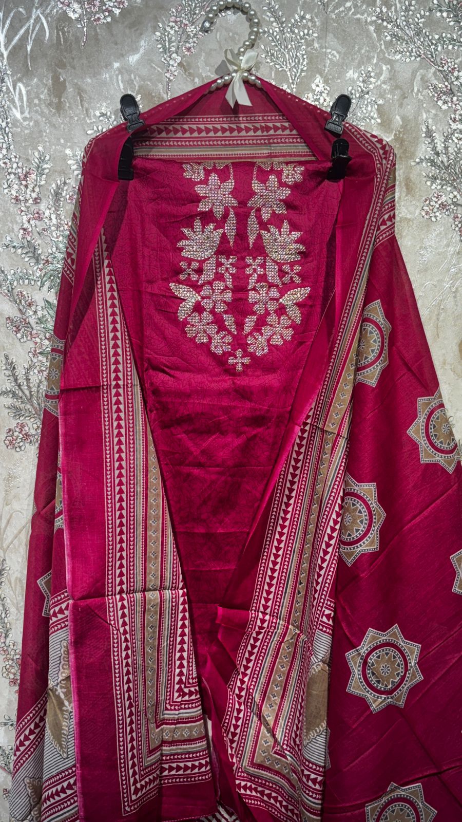 AASAKI 018 Premium Pure Jaam Cotton Embroidered Suit Set with Dupatta