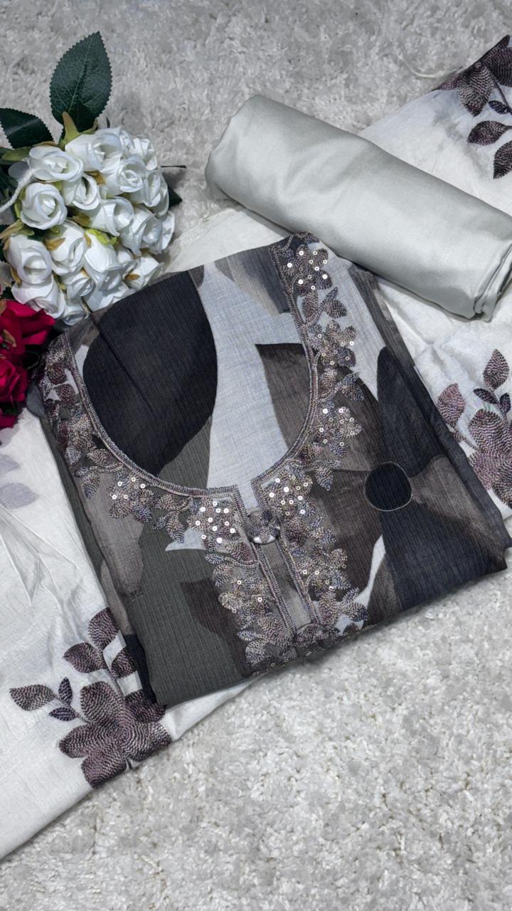 AASAKI 004 Silk Blend Cotton Suit Set with Dupatta