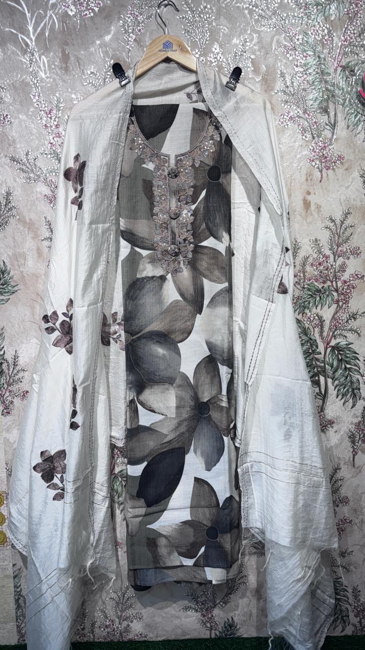 AASAKI 004 Silk Blend Cotton Suit Set with Dupatta
