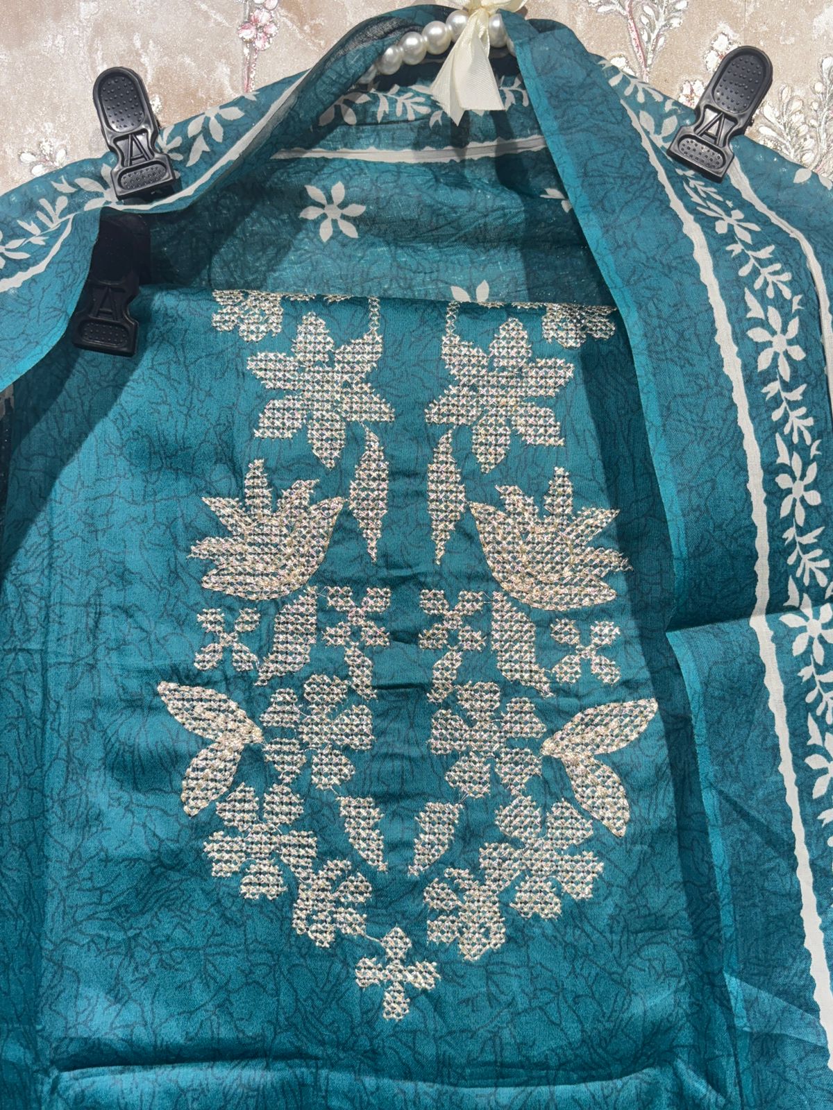 AASAKI 017-Pure Jaam Cotton Embroidered Suit Set with Dupatta