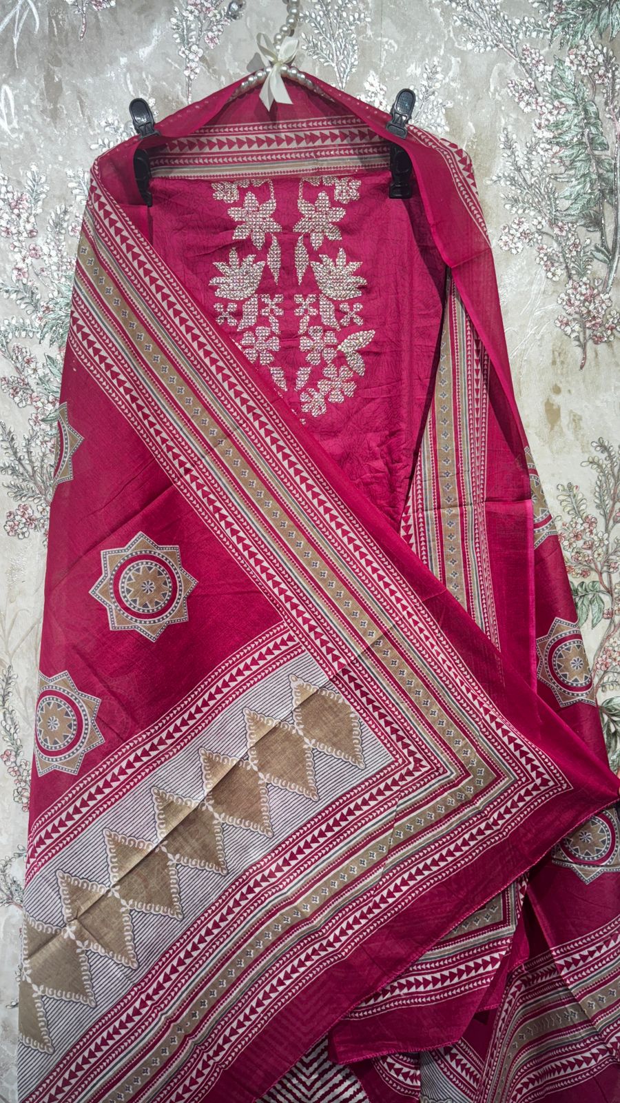 AASAKI 018 Premium Pure Jaam Cotton Embroidered Suit Set with Dupatta