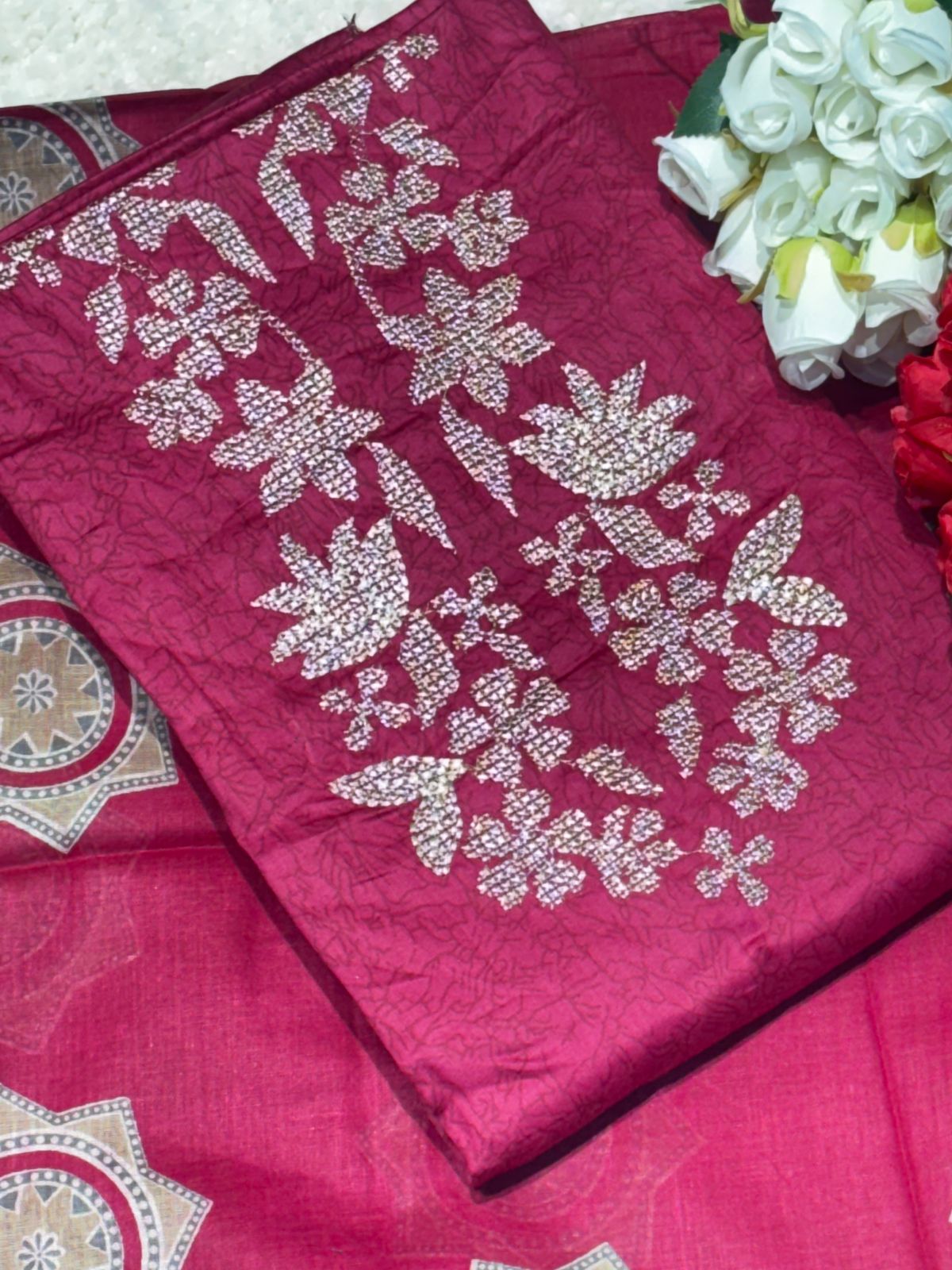 AASAKI 018 Premium Pure Jaam Cotton Embroidered Suit Set with Dupatta