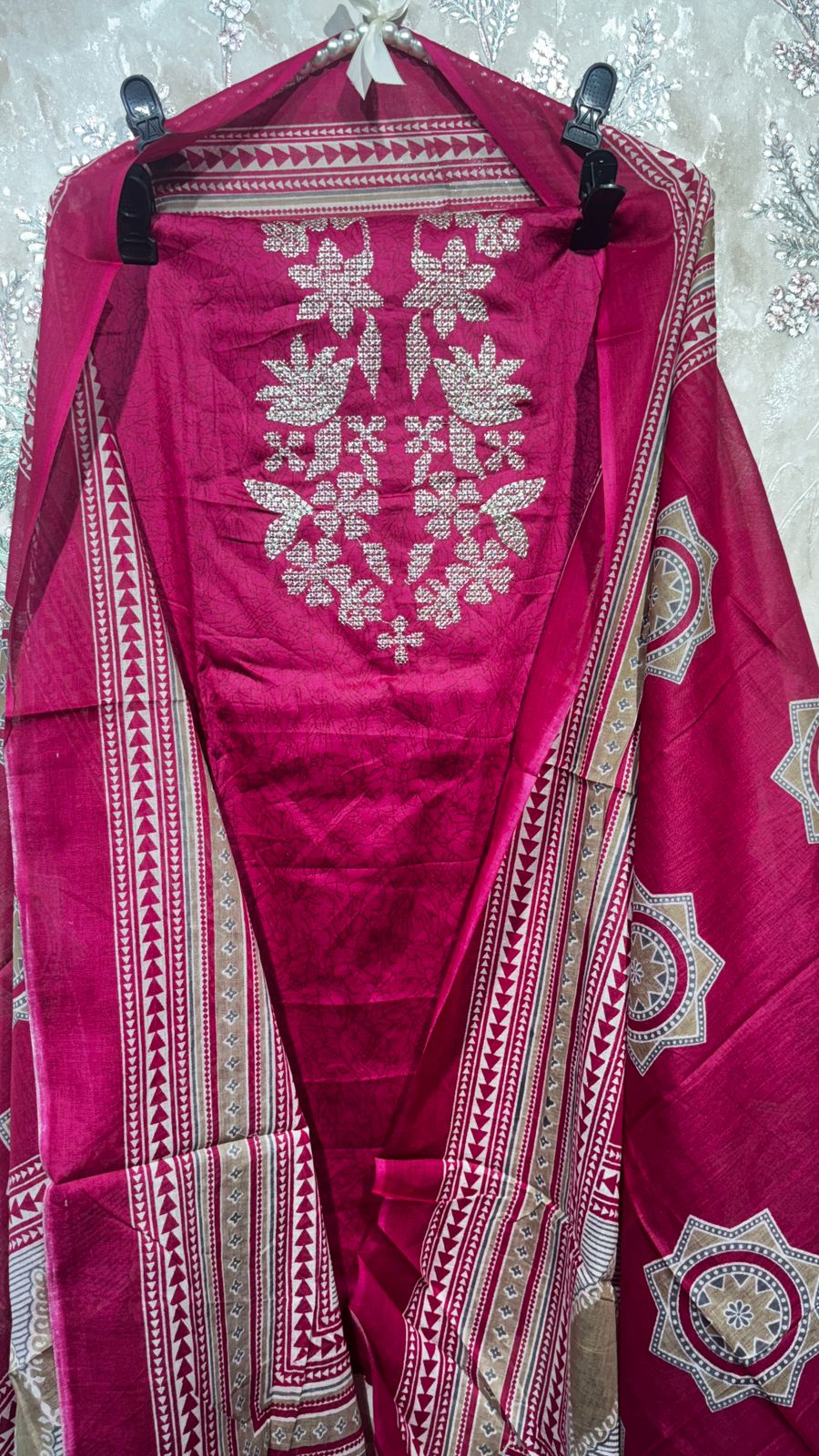 AASAKI 018 Premium Pure Jaam Cotton Embroidered Suit Set with Dupatta