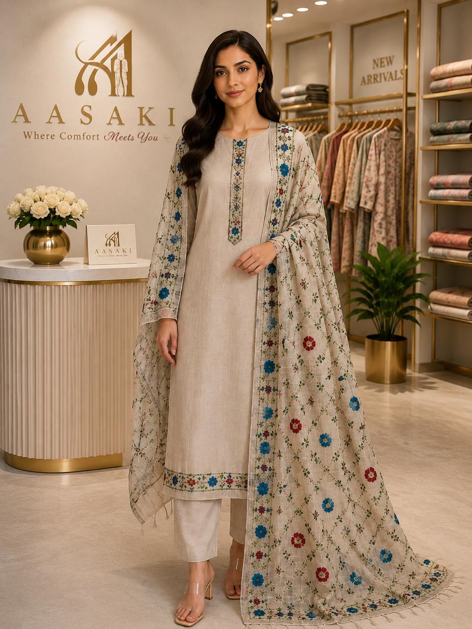 Shop AASAKI 019 Premium Kantha Work Suit Set with dupatta ✨