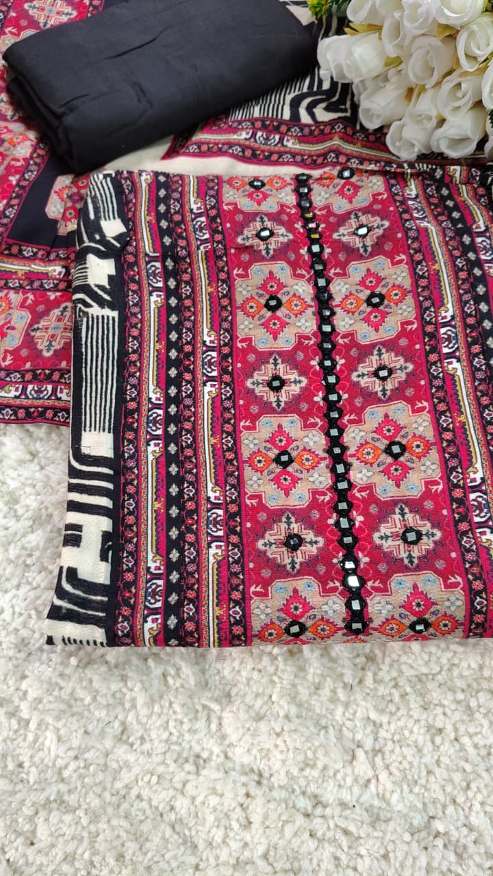 Code 039 – Pure Maslin Printed Suit with Dupatta & Shantoon Bottom | Aasaki