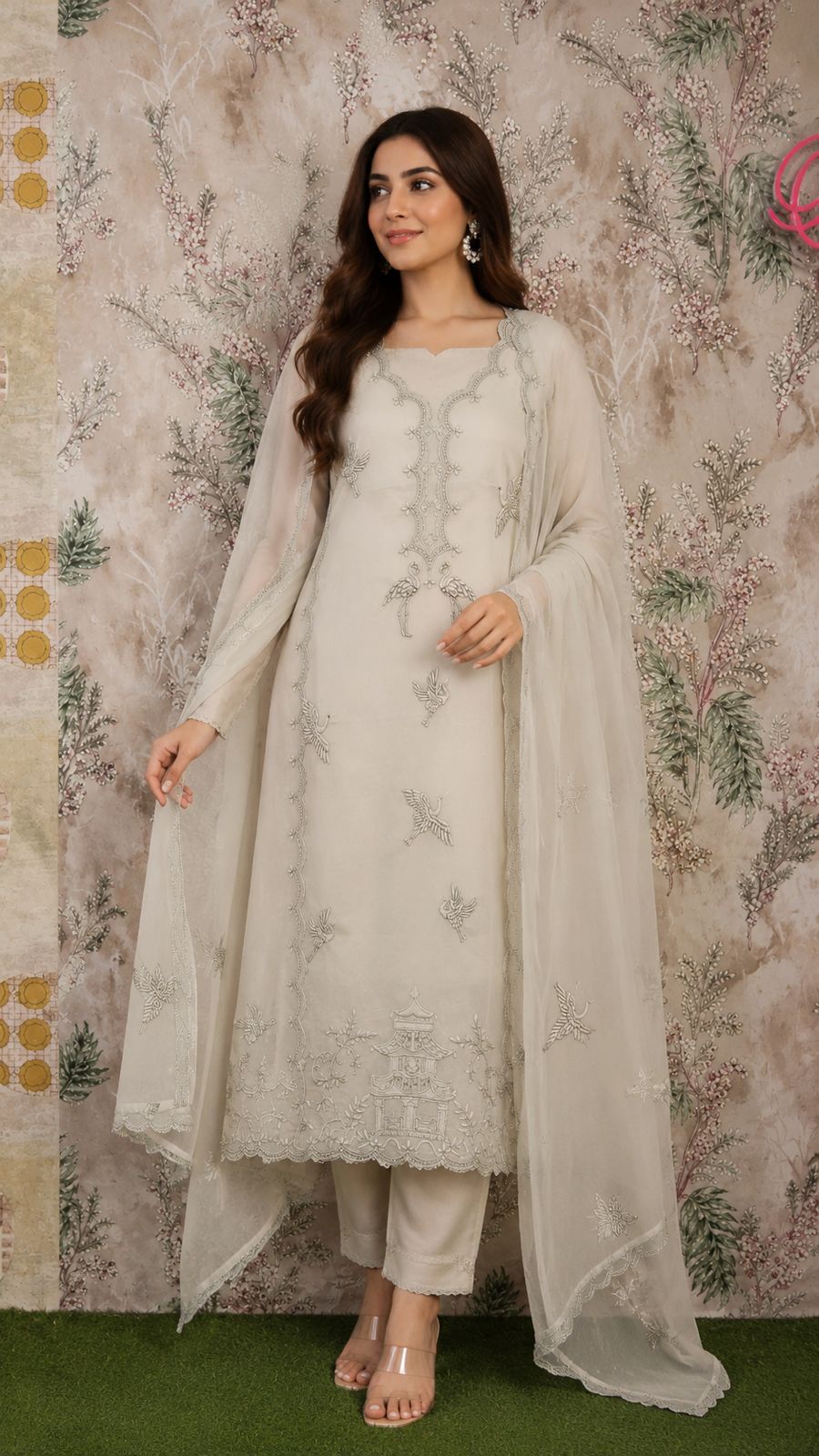 Code 024 – Premium Mul Chanderi Designer Embroidered Unstitched Suit