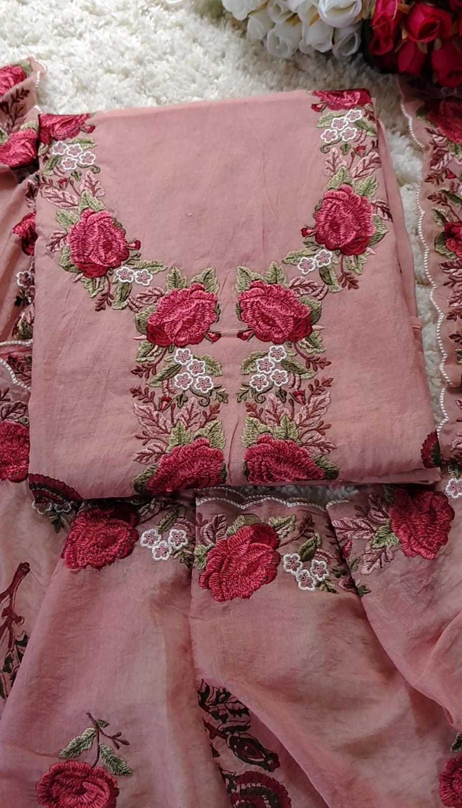 AASAKI 028 Premium Mul Chanderi Embroidered Suit Set With Dupatta