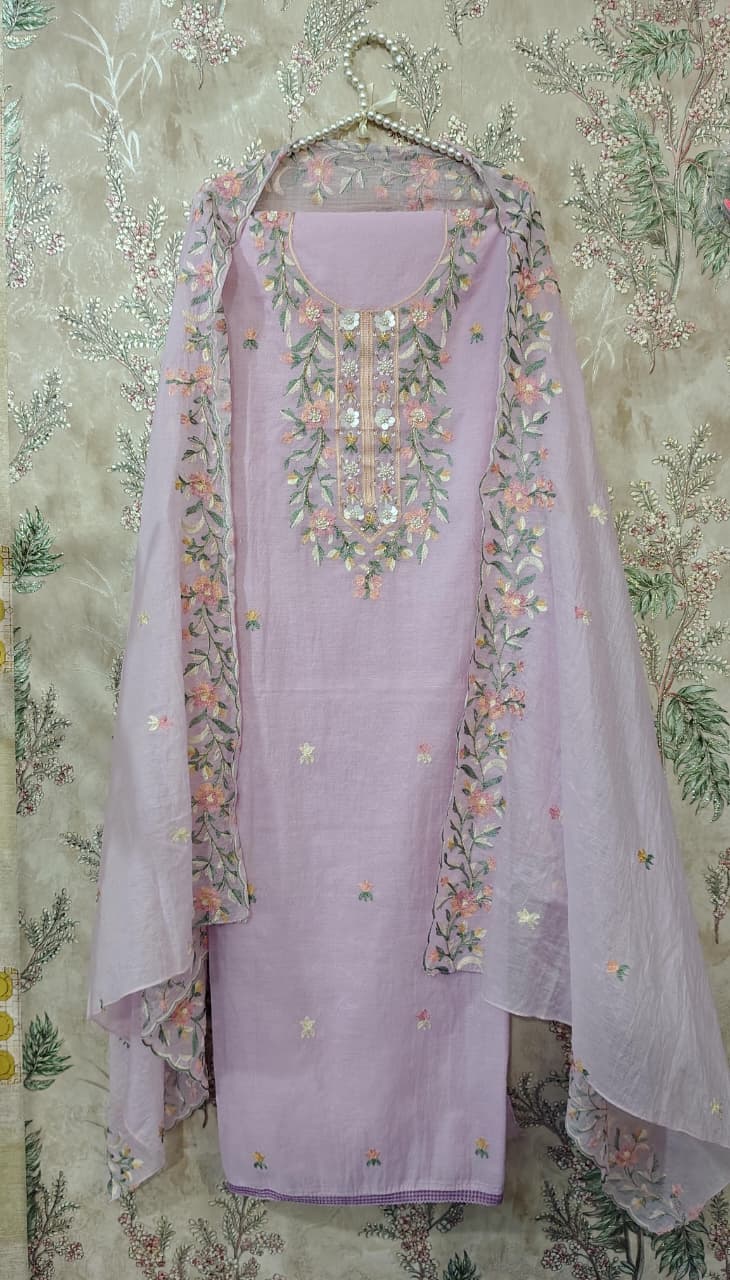 Code 045 – Premium Mul Chanderi Unstitched Suit Set