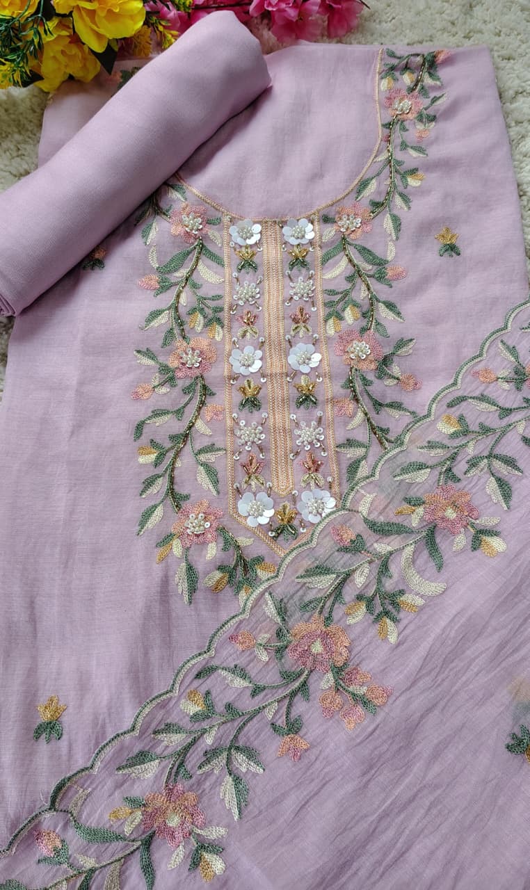 Code 045 – Premium Mul Chanderi Unstitched Suit Set