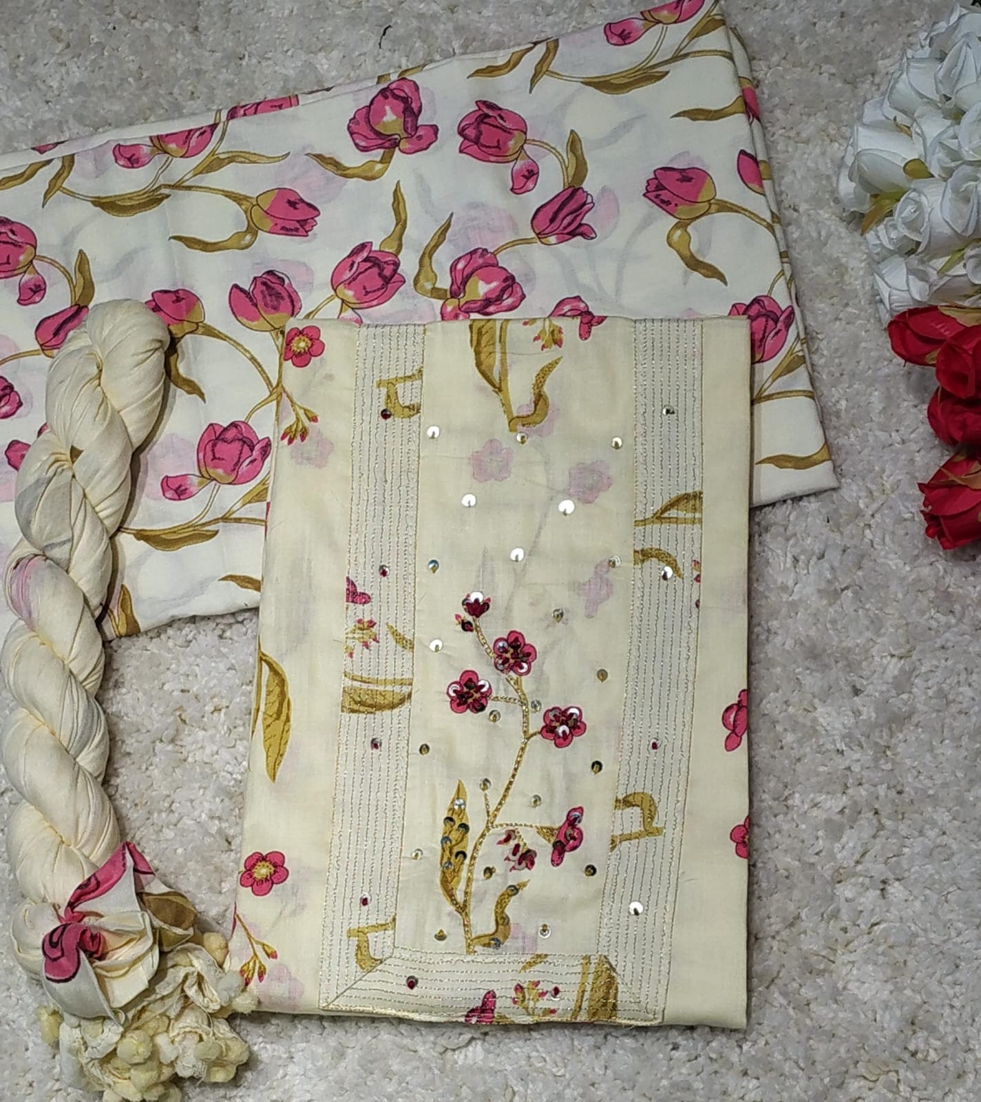 AASAKI 006 Pure Malai Cotton Suit Set with Dupatta