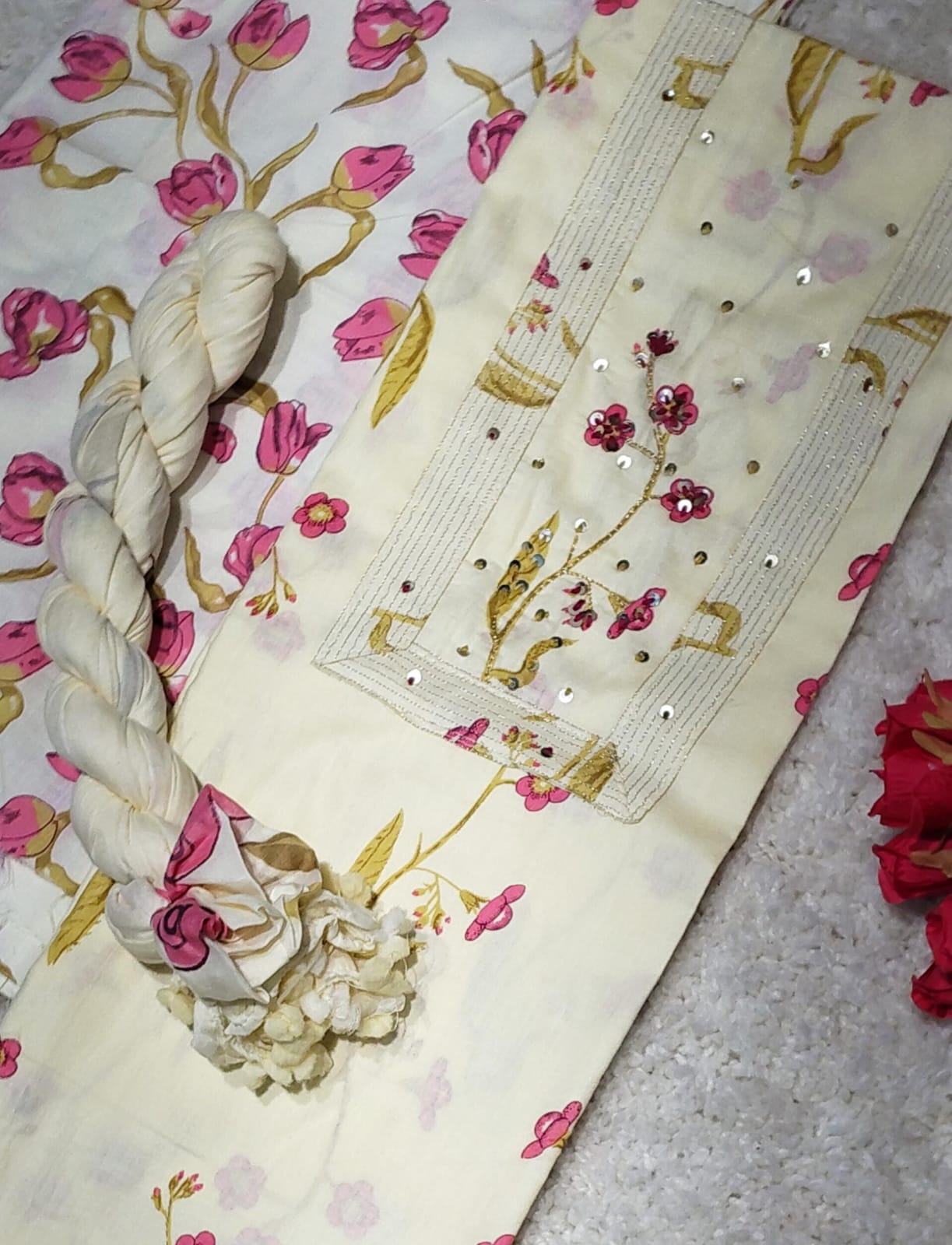 AASAKI 006 Pure Malai Cotton Suit Set with Dupatta