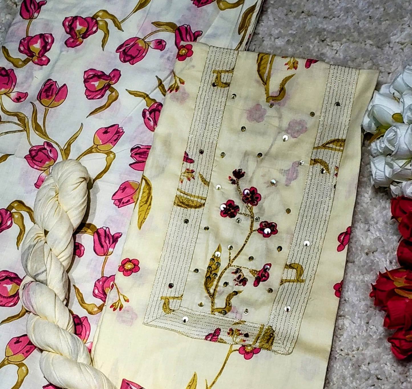 AASAKI 006 Pure Malai Cotton Suit Set with Dupatta