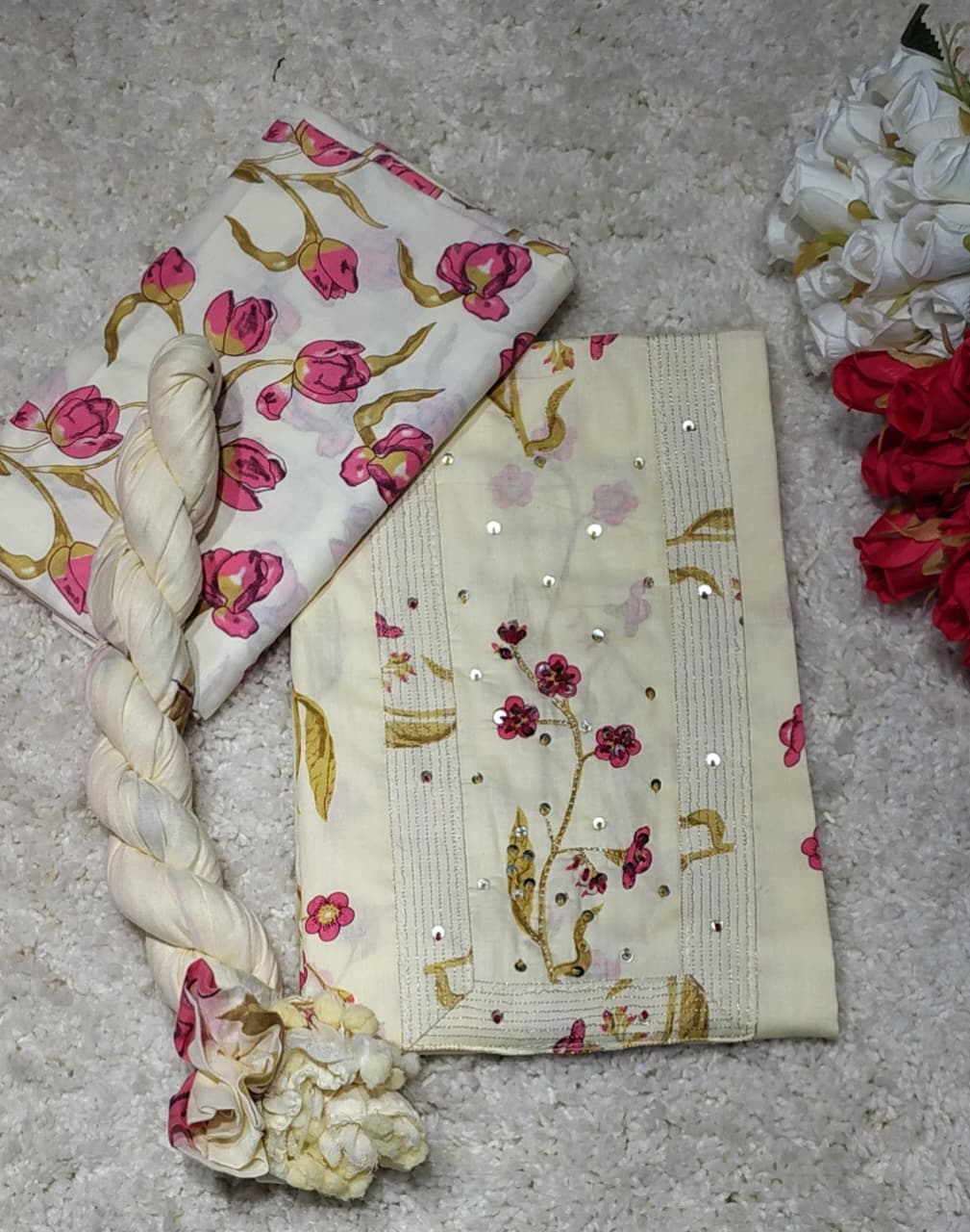 AASAKI 006 Pure Malai Cotton Suit Set with Dupatta
