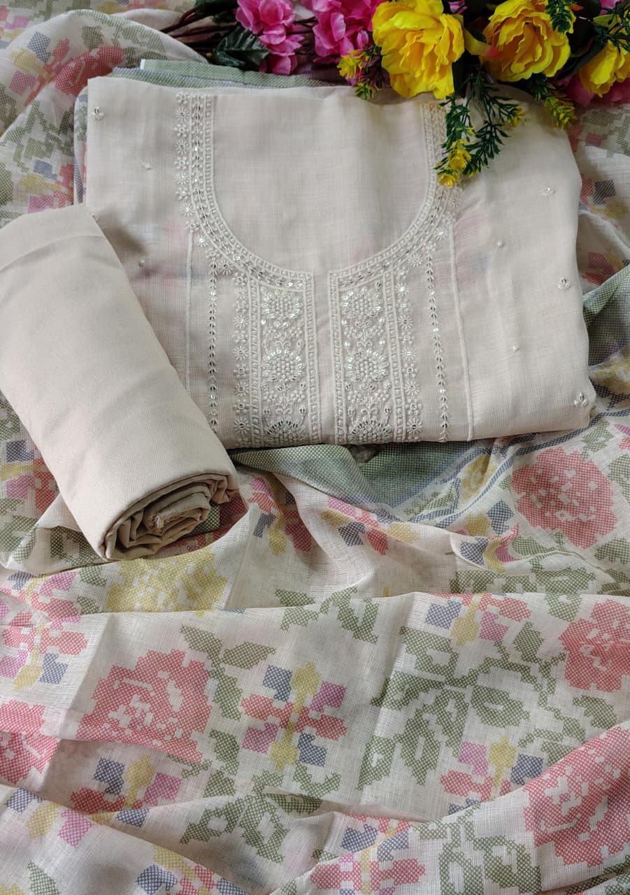 Code 009 – Premium Linen Unstitched Suit with Designer Dupatta