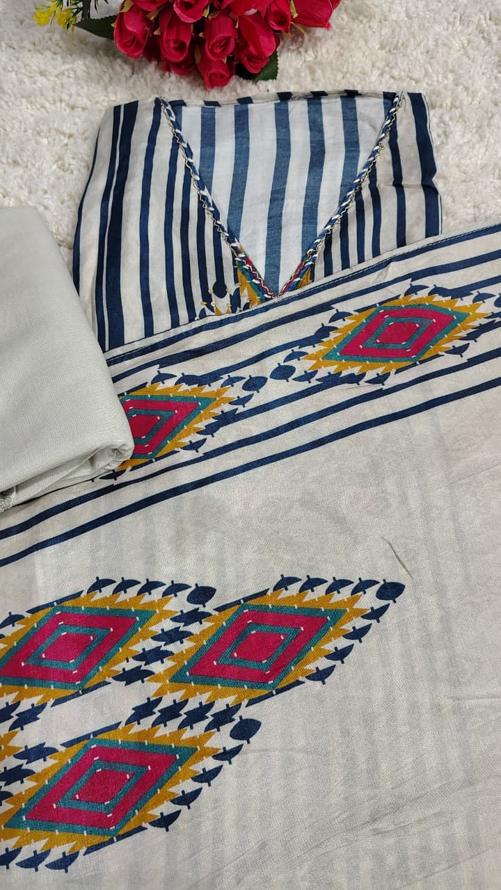 Code 025 – Ultra Premium Maheshwari Unstitched Suit with Designer Dupatta