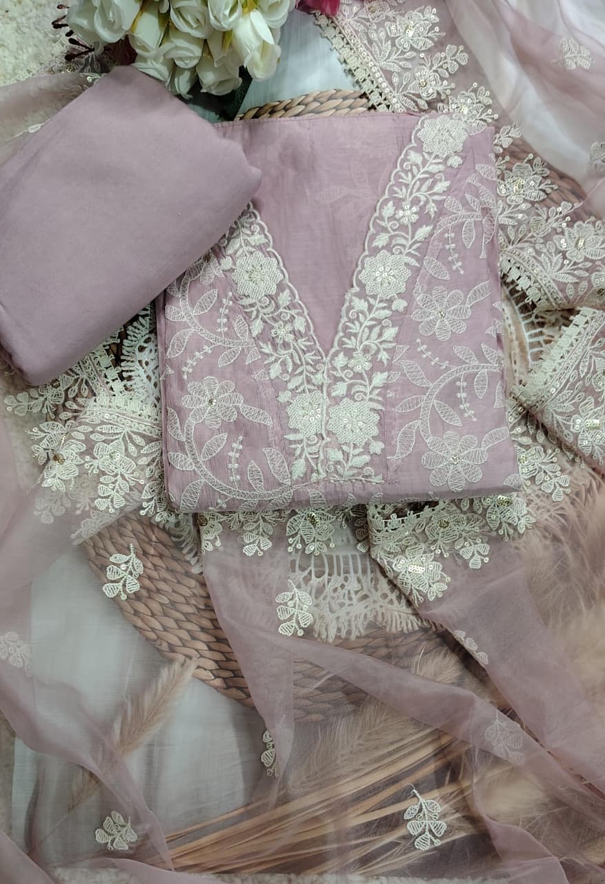 AASAKI Code 030 – Soft Premium Organza Embroidered Party Wear Suit