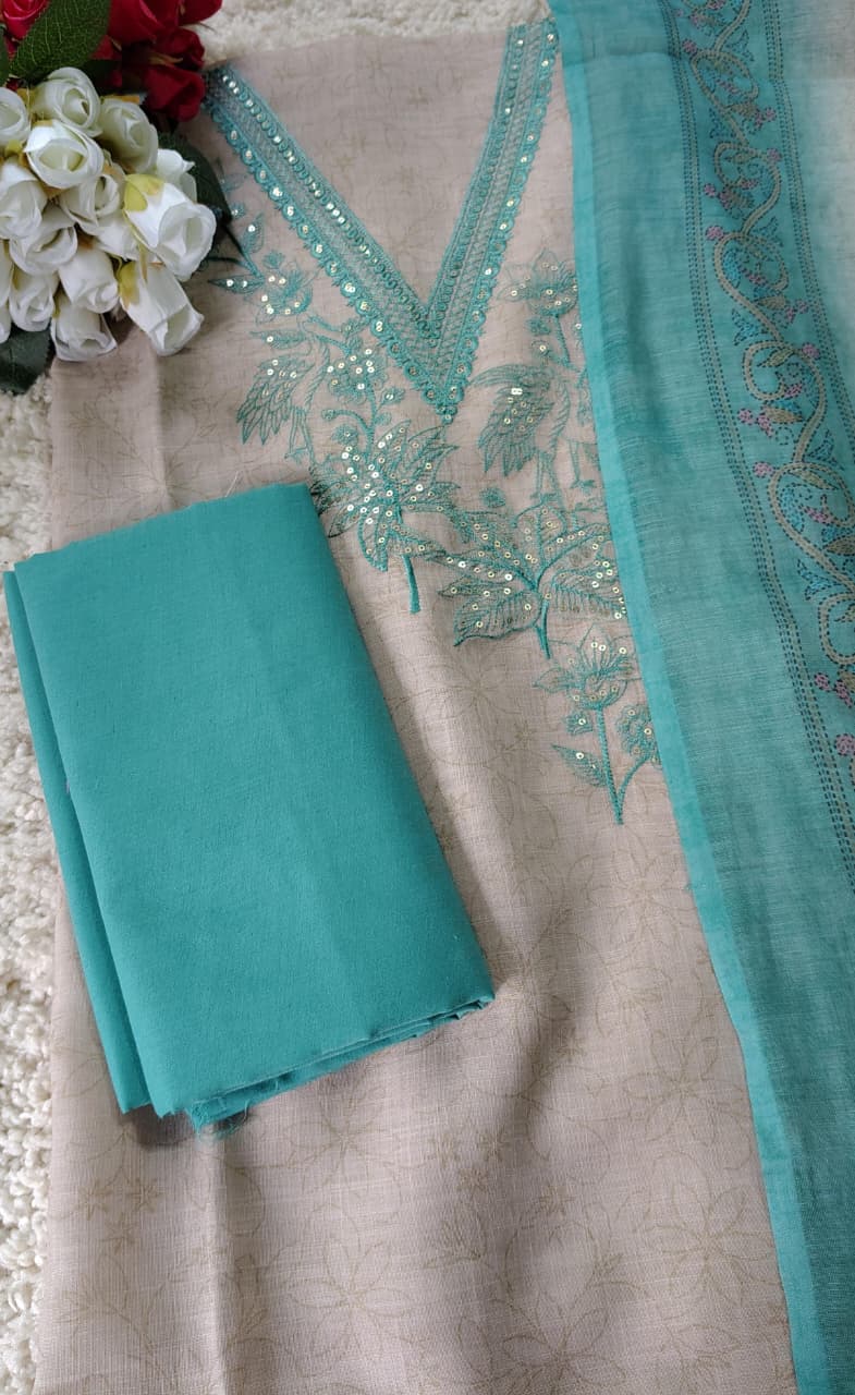 Code 010 – Premium Jamdani Unstitched Suit with Designer Dupatta