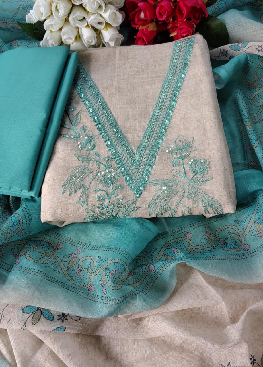 Code 010 – Premium Jamdani Unstitched Suit with Designer Dupatta