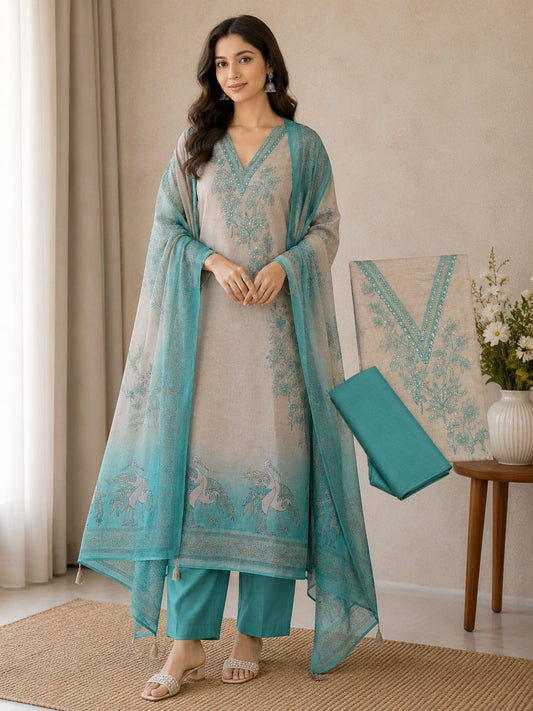Code 010 – Premium Jamdani Unstitched Suit with Designer Dupatta