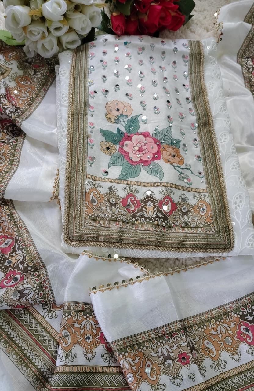 Code 016 – Premium Muslin Mirror Work Unstitched Suit