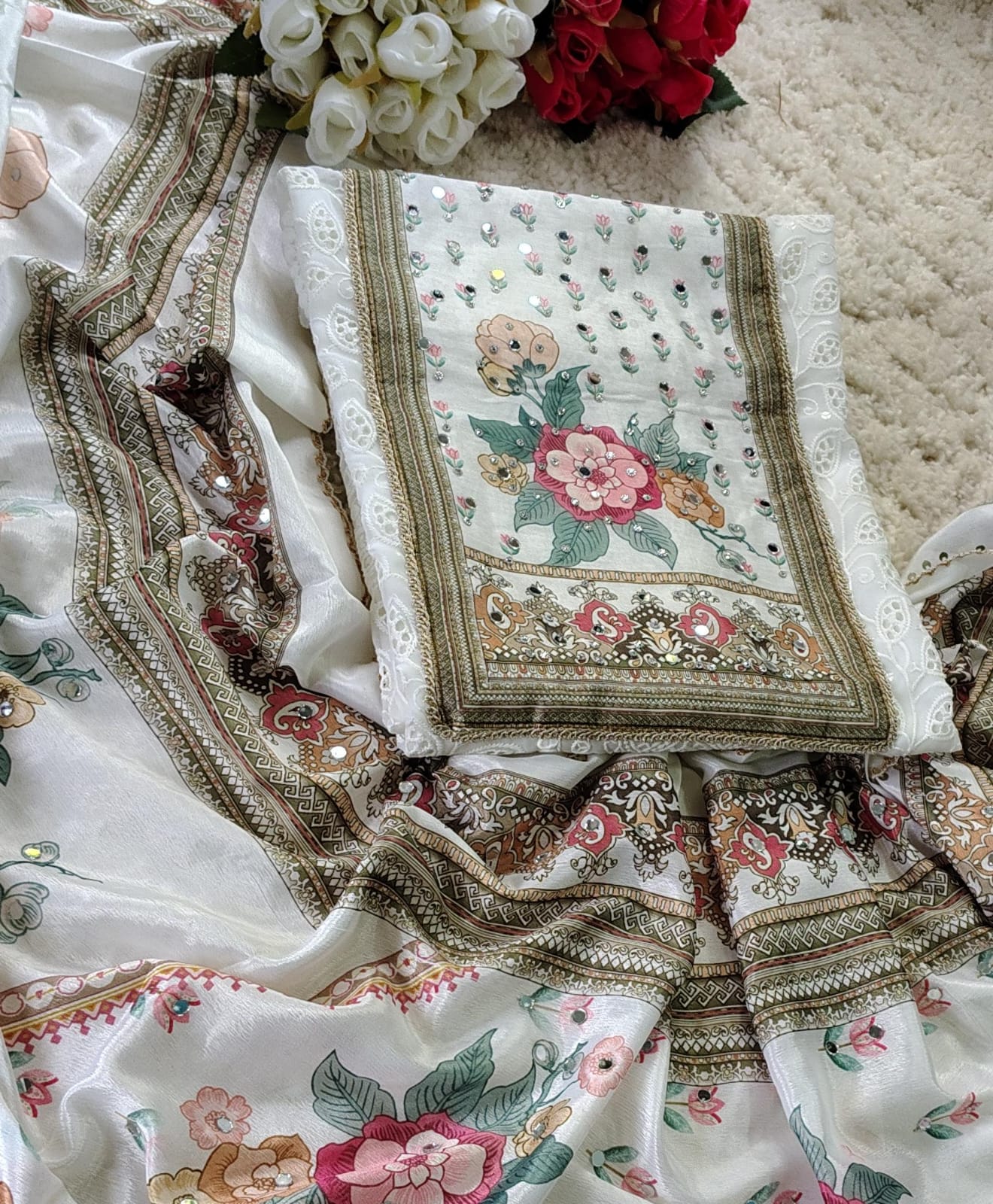 Code 016 – Premium Muslin Mirror Work Unstitched Suit
