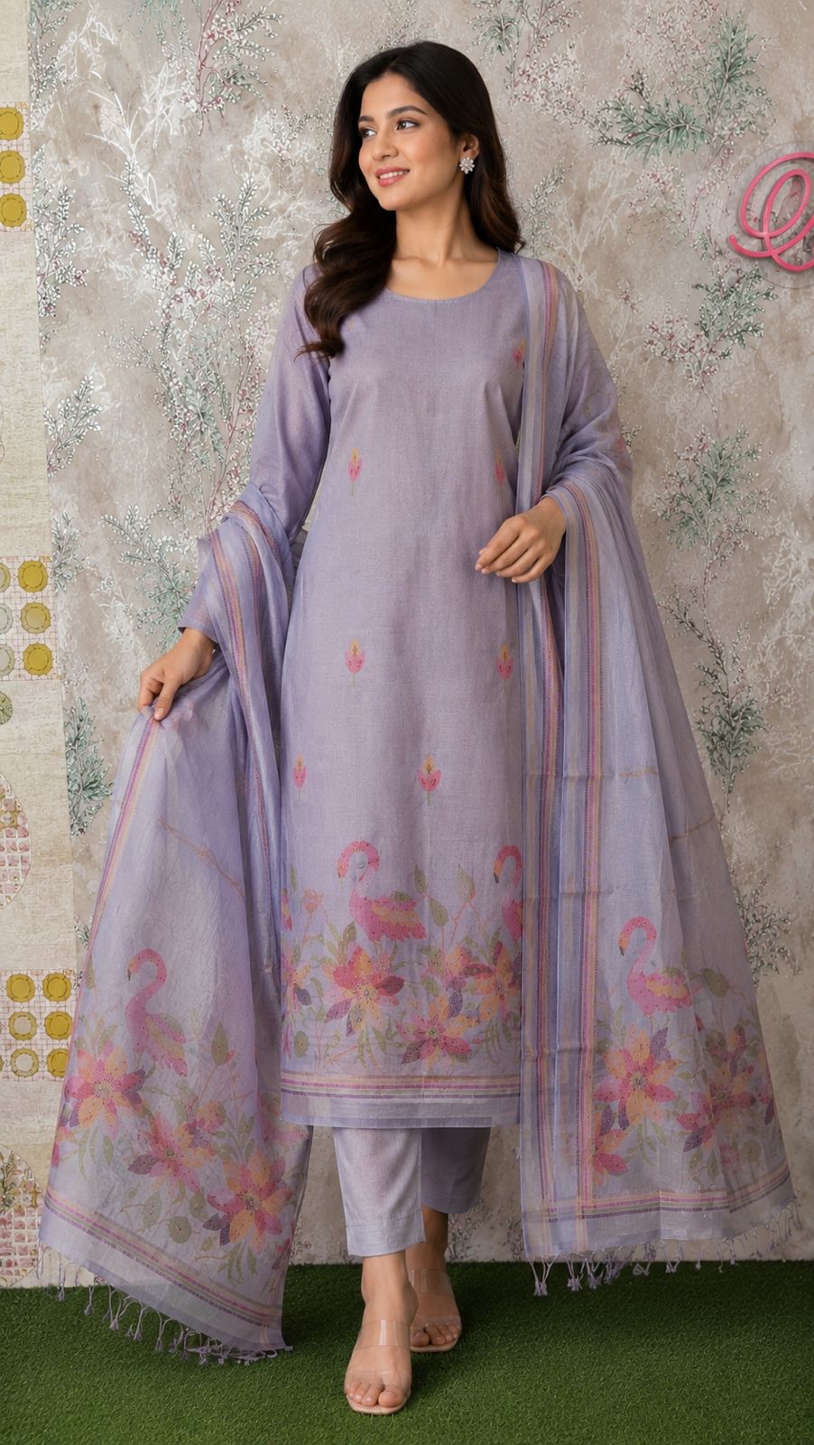 Code 023 Kota Doria Embroidered Unstitched Suit Set with Dupatta | AASAKI
