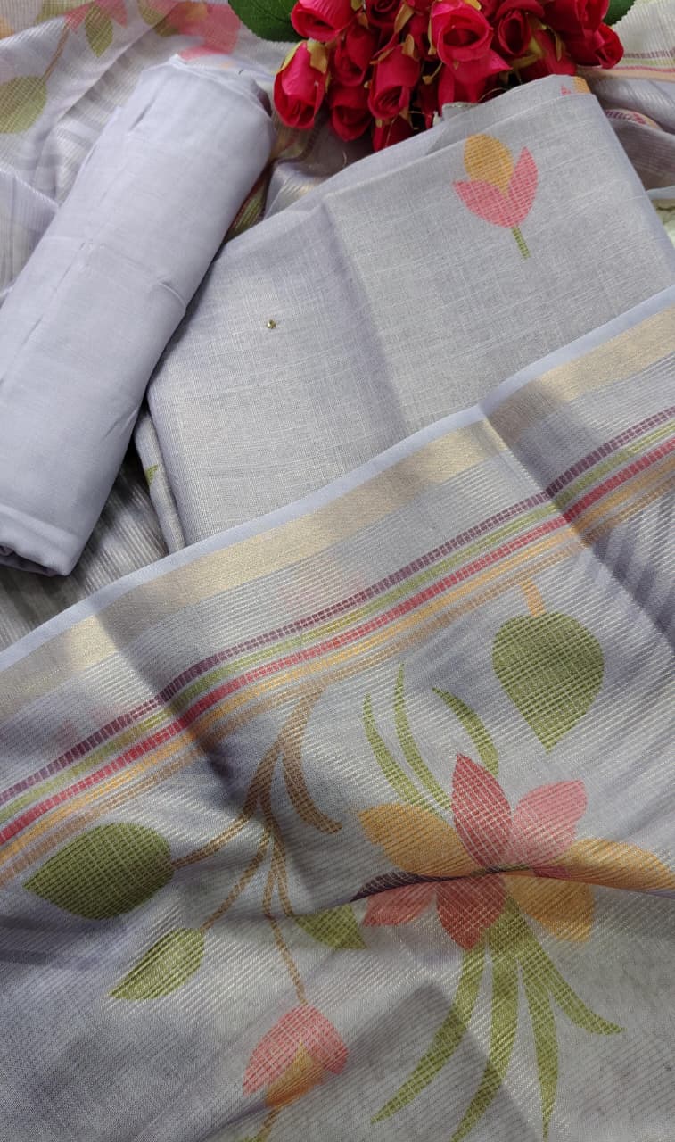 Code 023 Kota Doria Embroidered Unstitched Suit Set with Dupatta | AASAKI