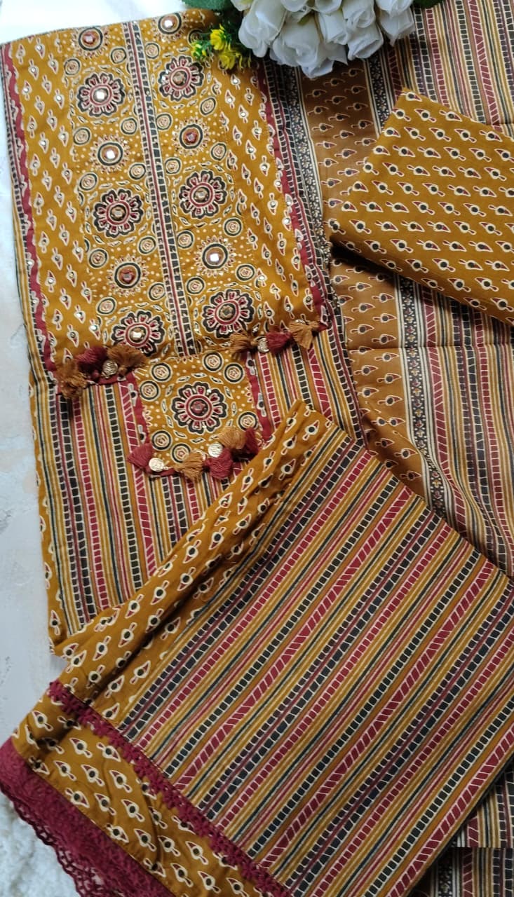 Code 026 – Pure Cotton Unstitched Suit with Designer Dupatta