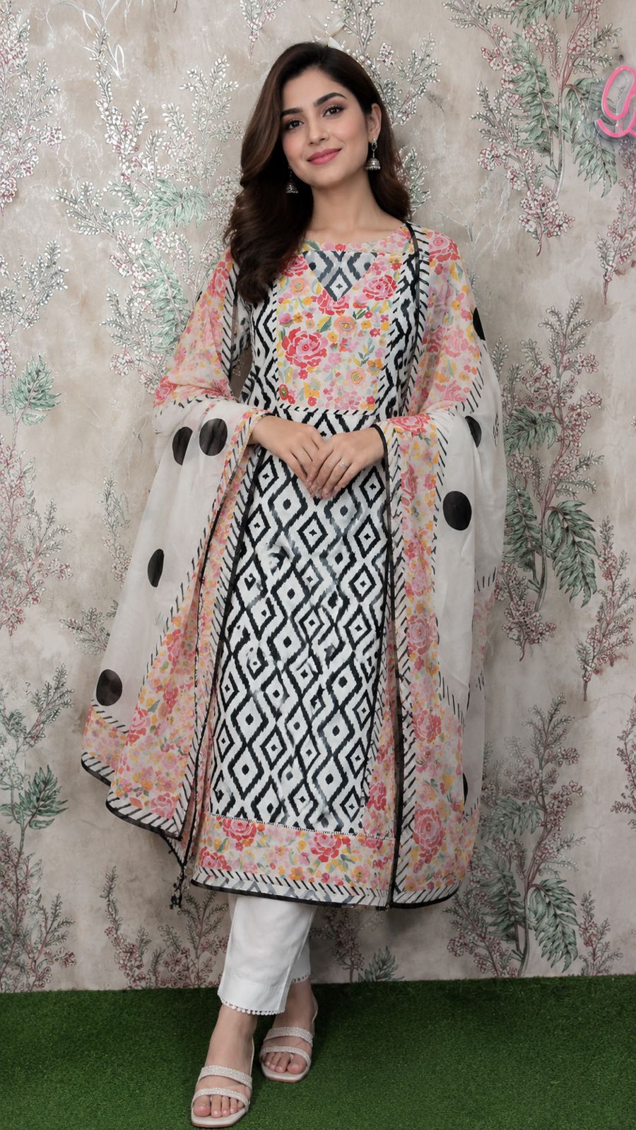 Premium Muslin Floral Printed Unstitched Suit Set with Designer Dupatta|Code 044