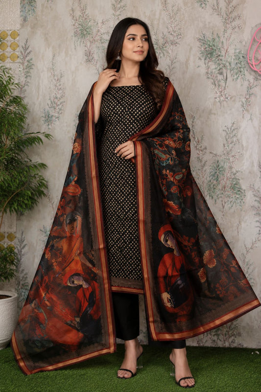 Code 031 – Premium Maheshwari Cotton Unstitched Suit with Designer Dupatta