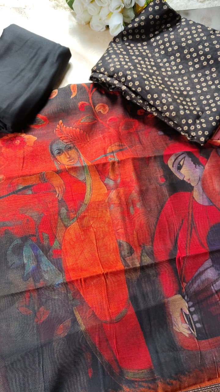 Code 031 – Premium Maheshwari Cotton Unstitched Suit with Designer Dupatta
