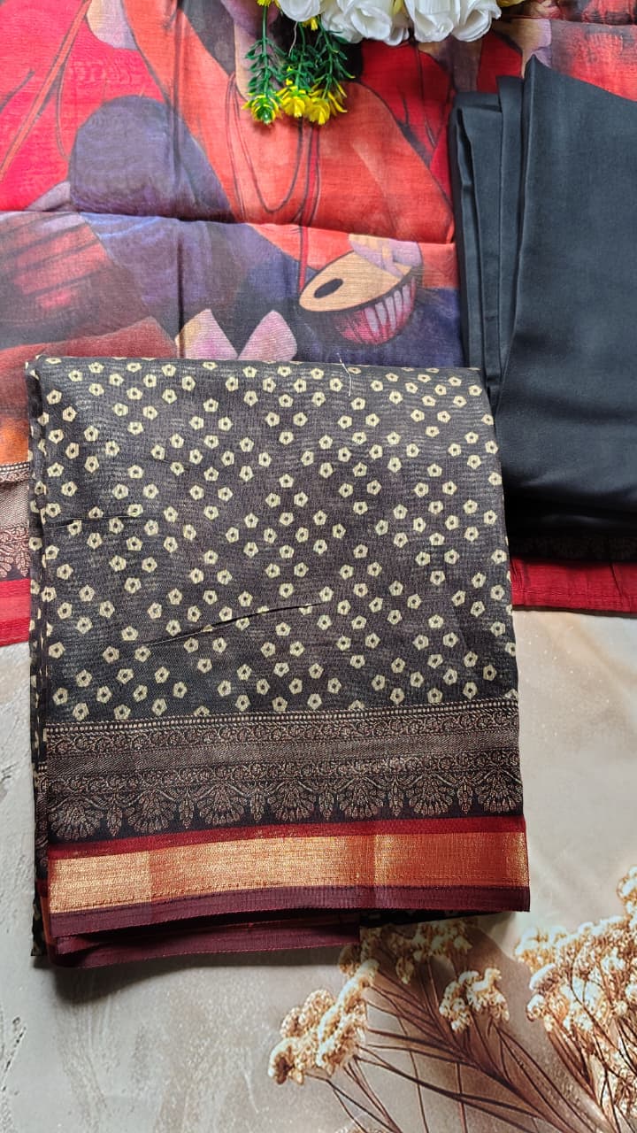 Code 031 – Premium Maheshwari Cotton Unstitched Suit with Designer Dupatta